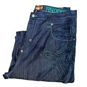 Akademiks Men’s embroidered for my people selvage relaxed jeans